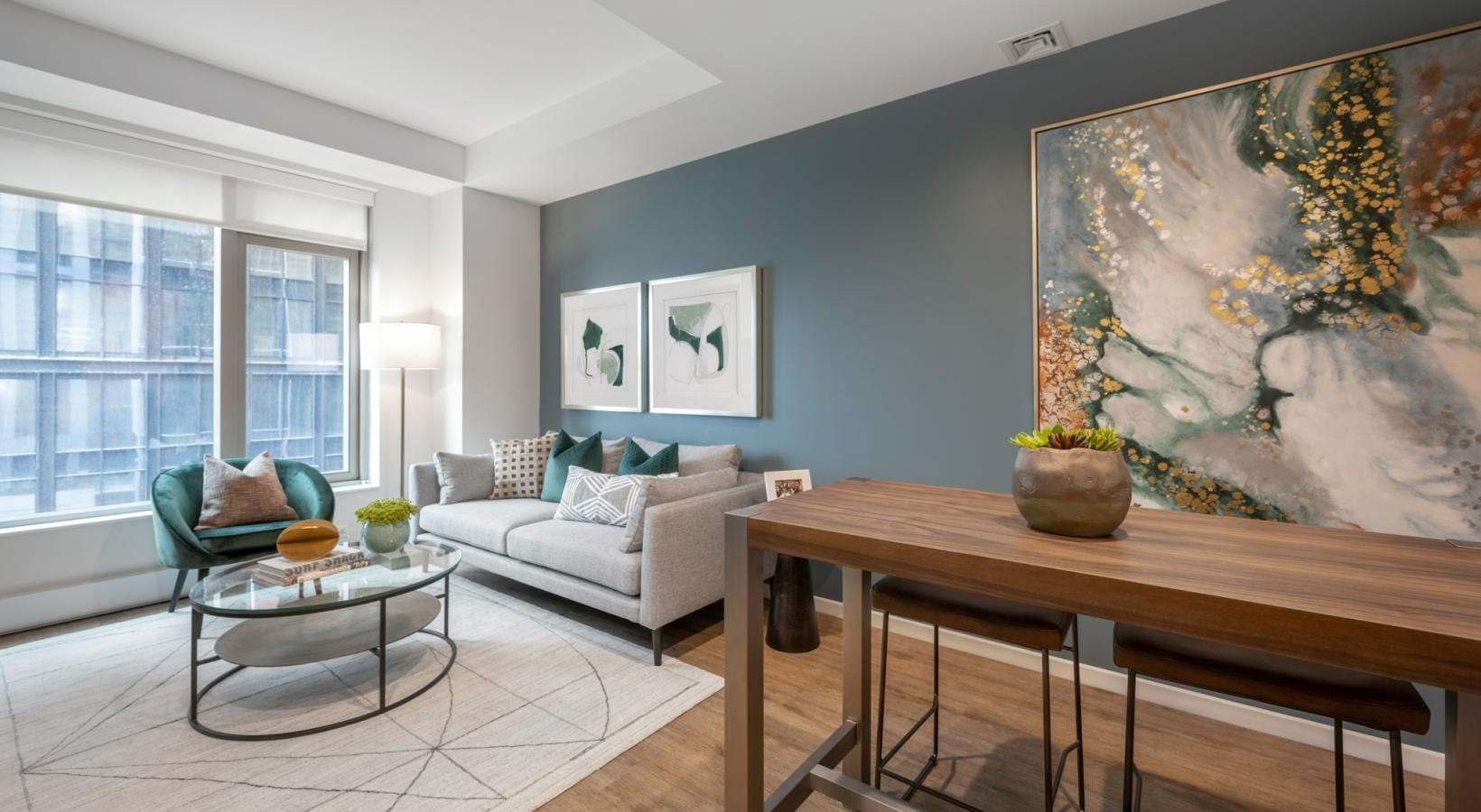 The Alyx Seaport Boston luxury apartment - Open Living & Dining