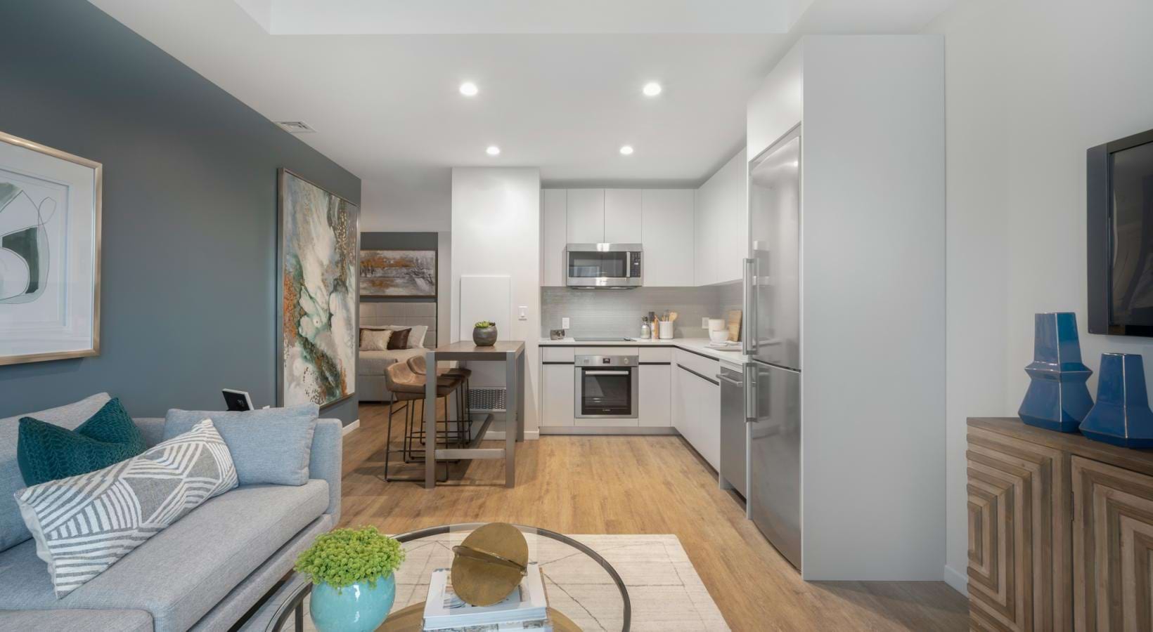 The Alyx Seaport Boston luxury apartment - Open Kitchen & Living