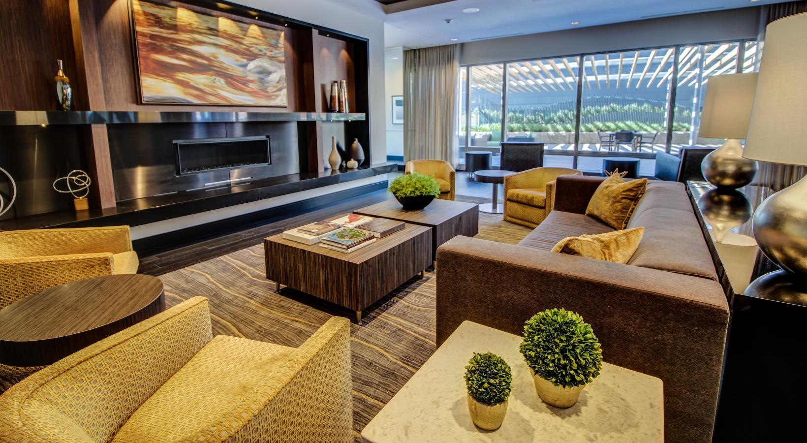 The Benjamin Boston luxury apartment - Grand Lounge with Fireplace