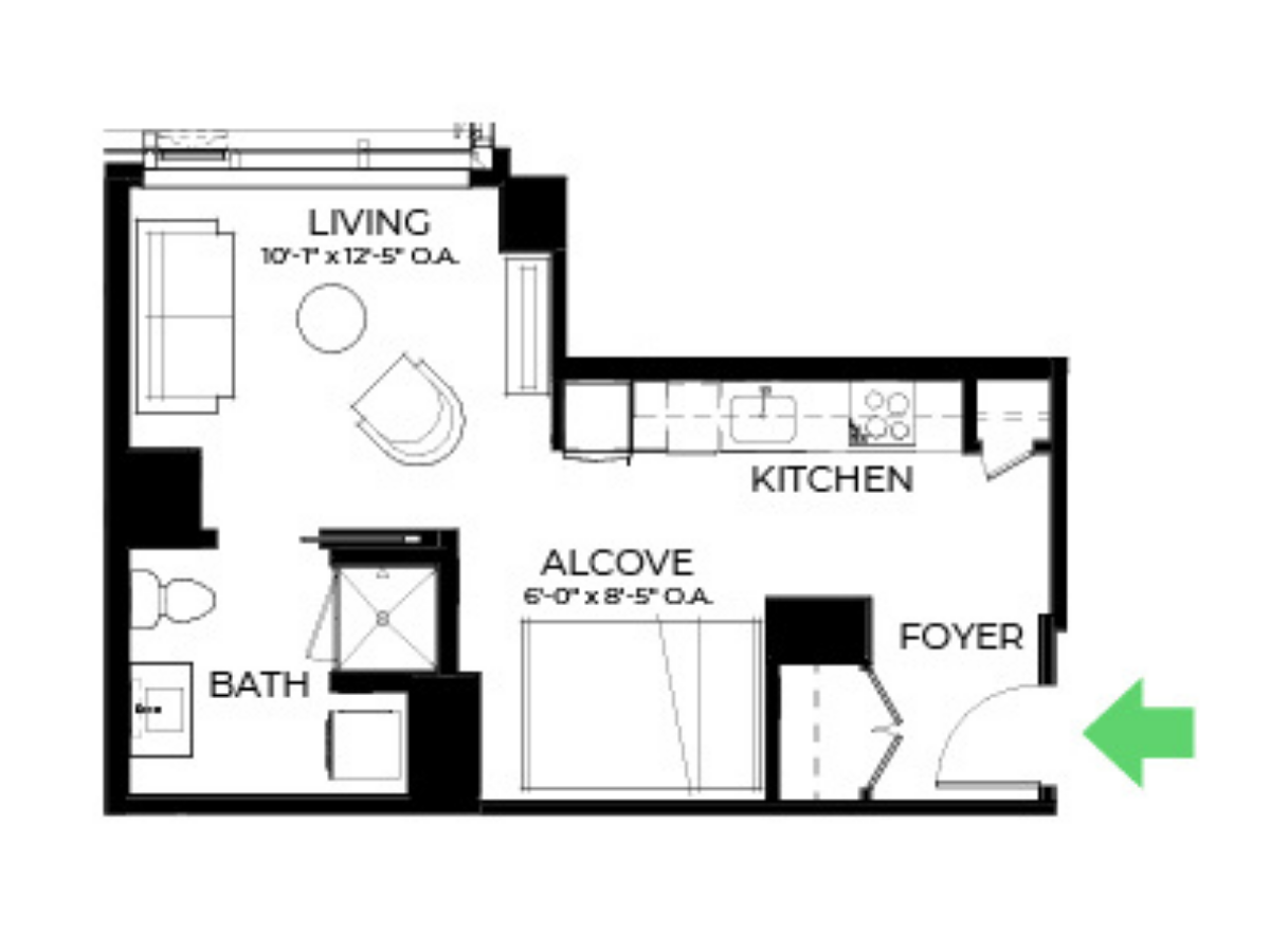 The Alyx Seaport Studio floor plan S13 — 131 Seaport Blvd luxury apartments Seaport District Boston