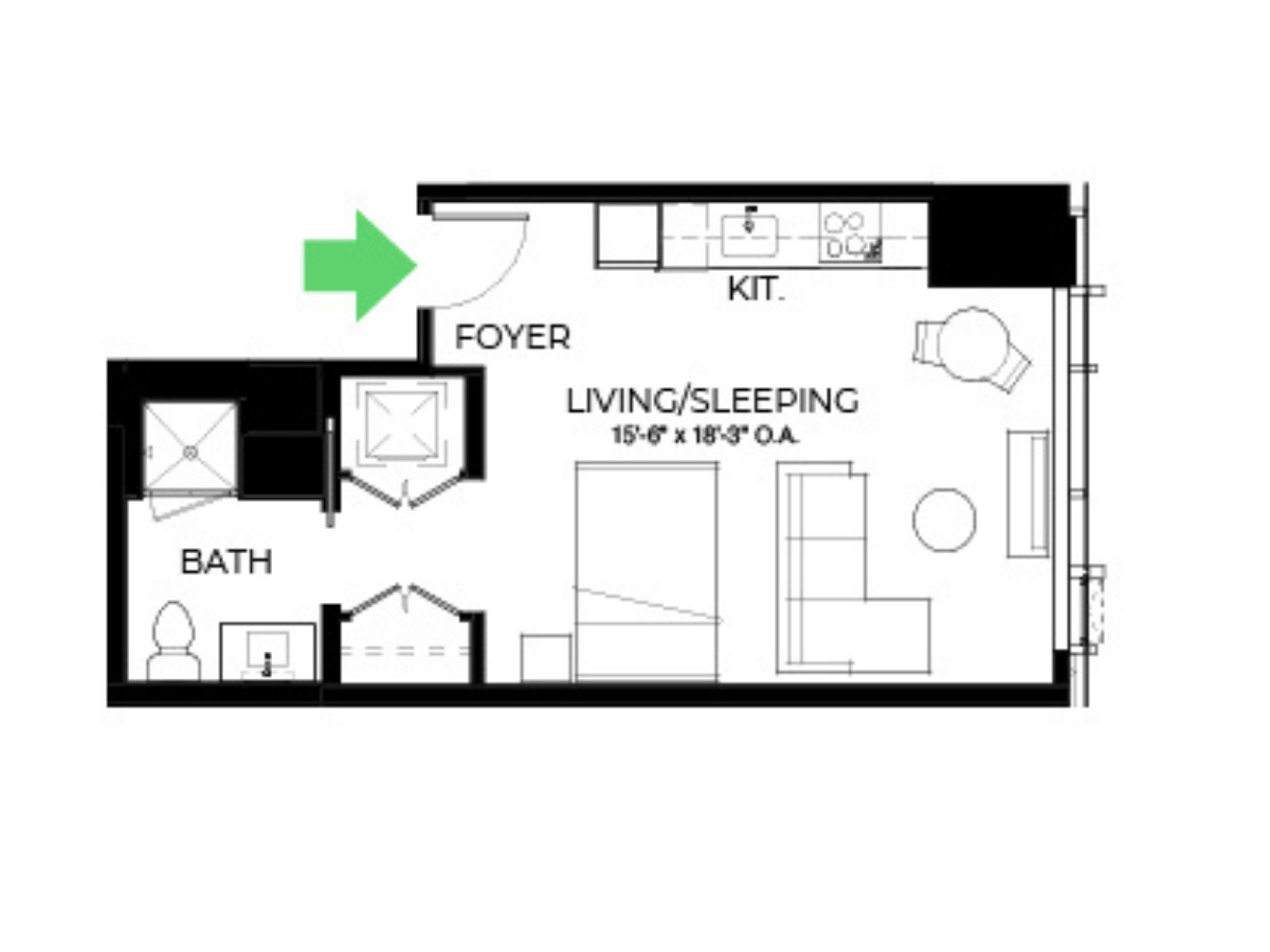 The Alyx Seaport Studio floor plan S37 — 131 Seaport Blvd luxury apartments Seaport District Boston