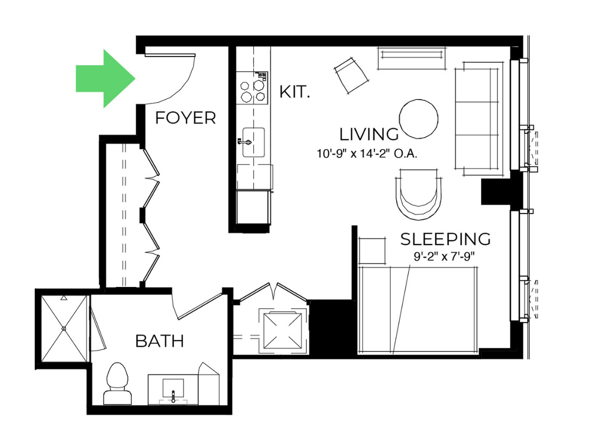 The Alyx Seaport Studio floor plan S39 — 131 Seaport Blvd luxury apartments Seaport District Boston