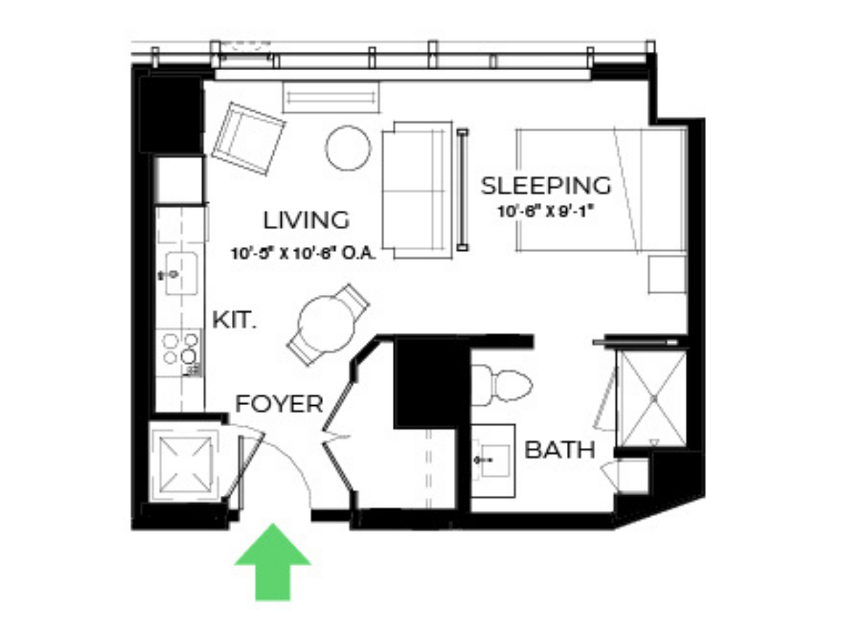 The Alyx Seaport Studio floor plan S71 — 131 Seaport Blvd luxury apartments Seaport District Boston