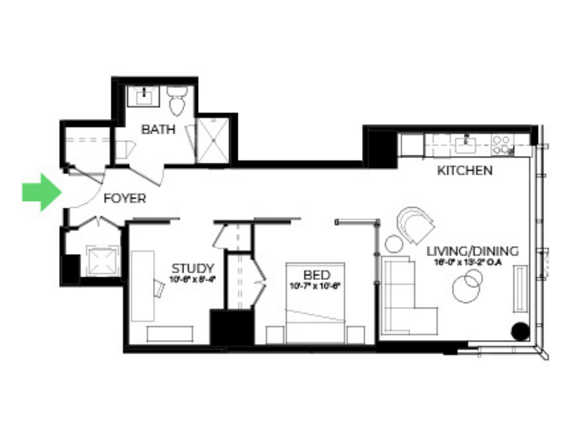 The Alyx Seaport Studio floor plan SD56 — 131 Seaport Blvd luxury apartments Seaport District Boston