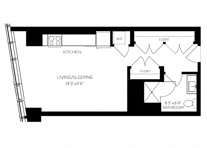 The Benjamin Seaport Studio floor plan SA - 7 — 110 Seaport Blvd luxury apartments Seaport District Boston