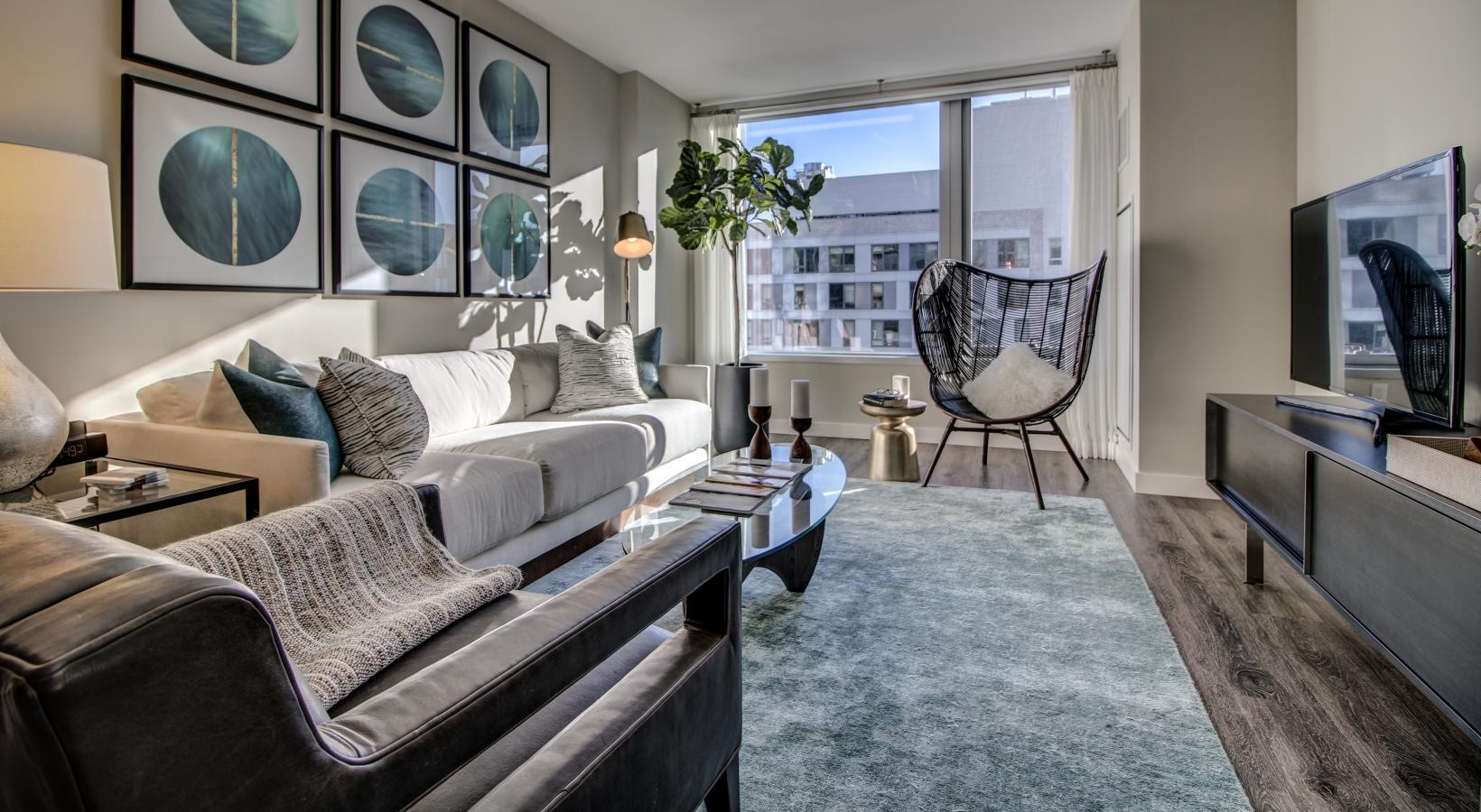 VIA Seaport Boston luxury apartment - Open Living Space