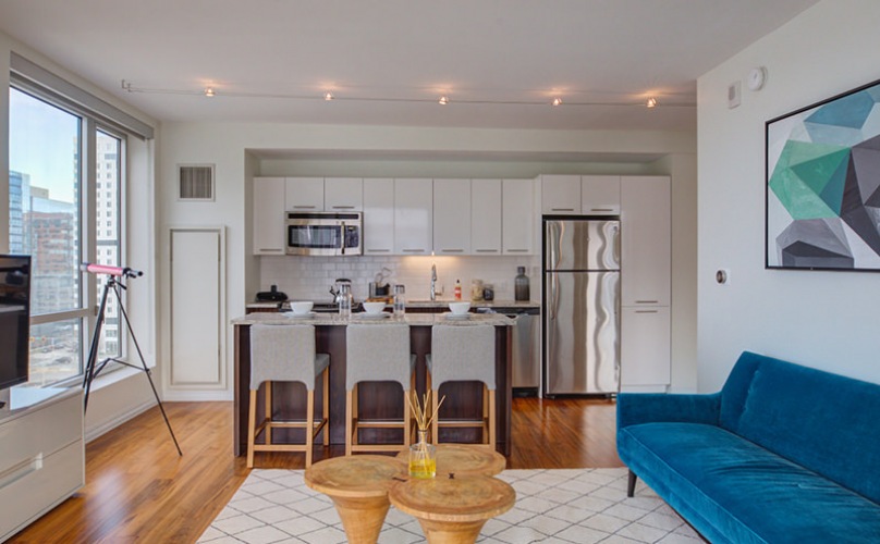 Watermark Seaport Boston luxury apartment - Open Kitchen & Living