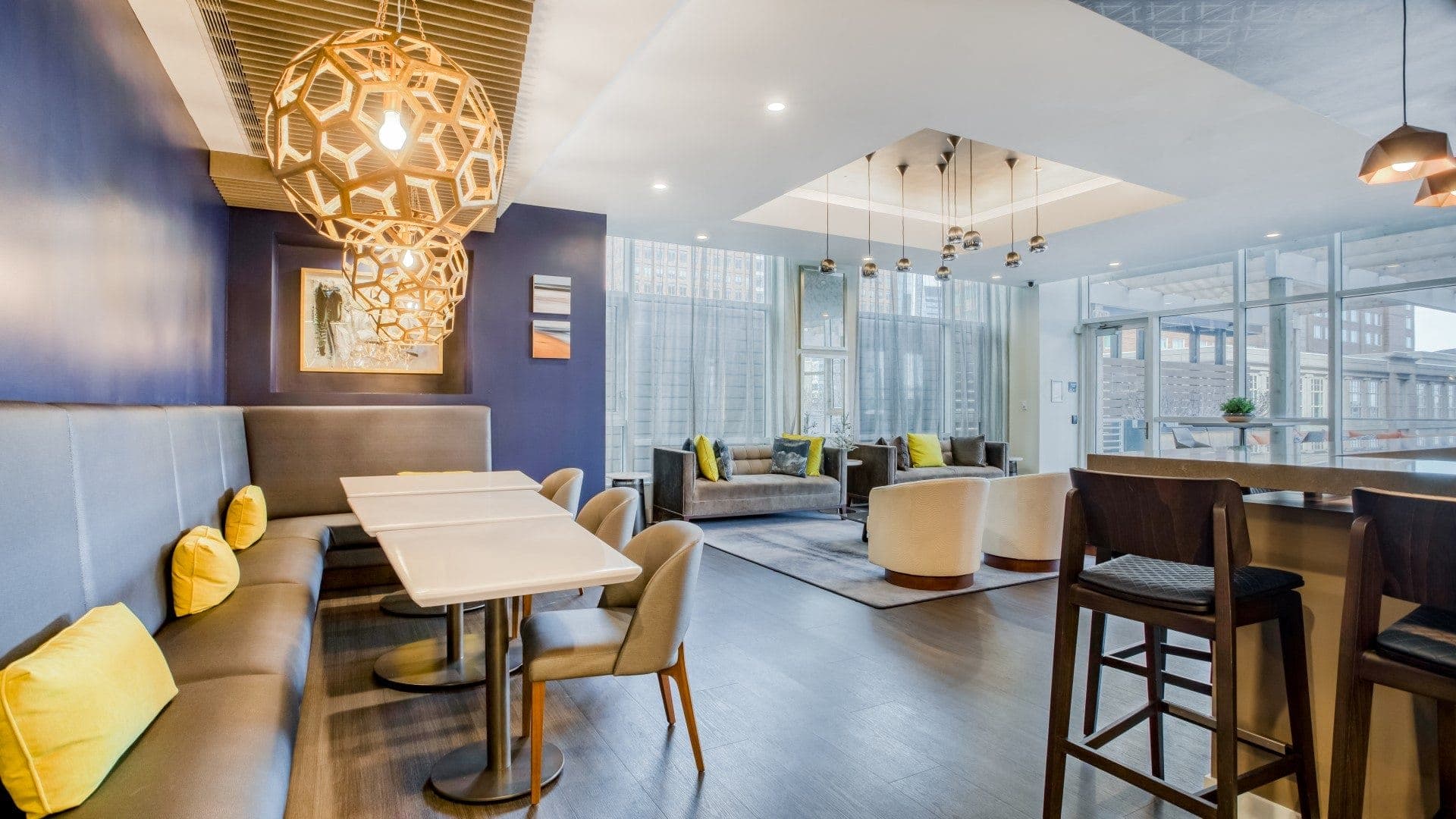 Waterside Place Seaport Boston luxury apartment - Resident Lounge & Dining Area