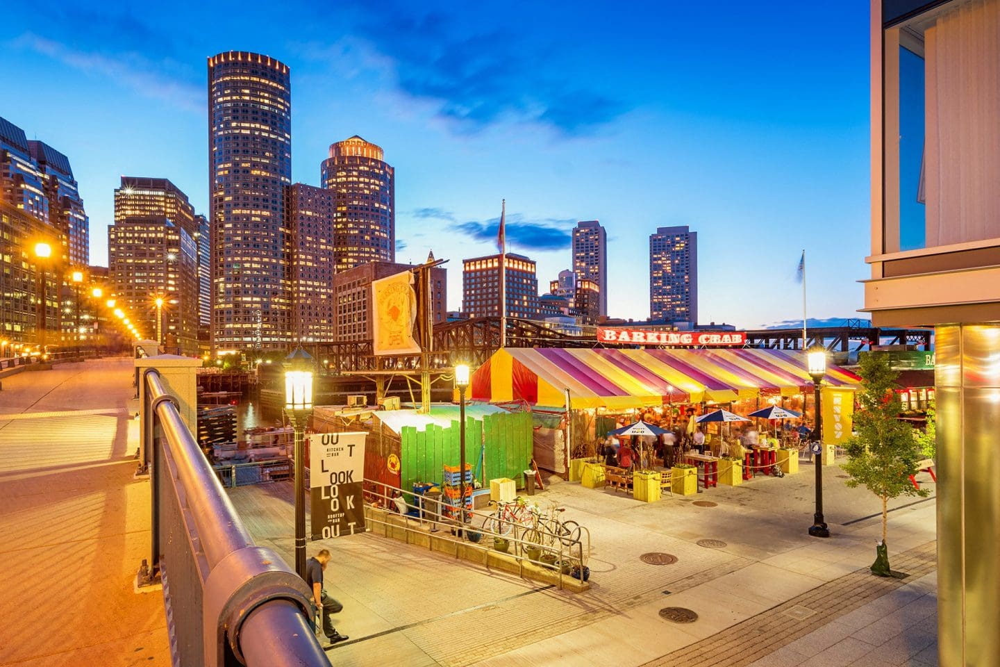 Waterside Place Seaport Boston luxury apartment - Seaport Neighborhood at Night